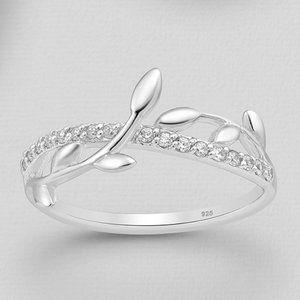 925 Sterling Silver Floral Ring Brilliant Cubic Zirconian Band Wedding Anniv NWT